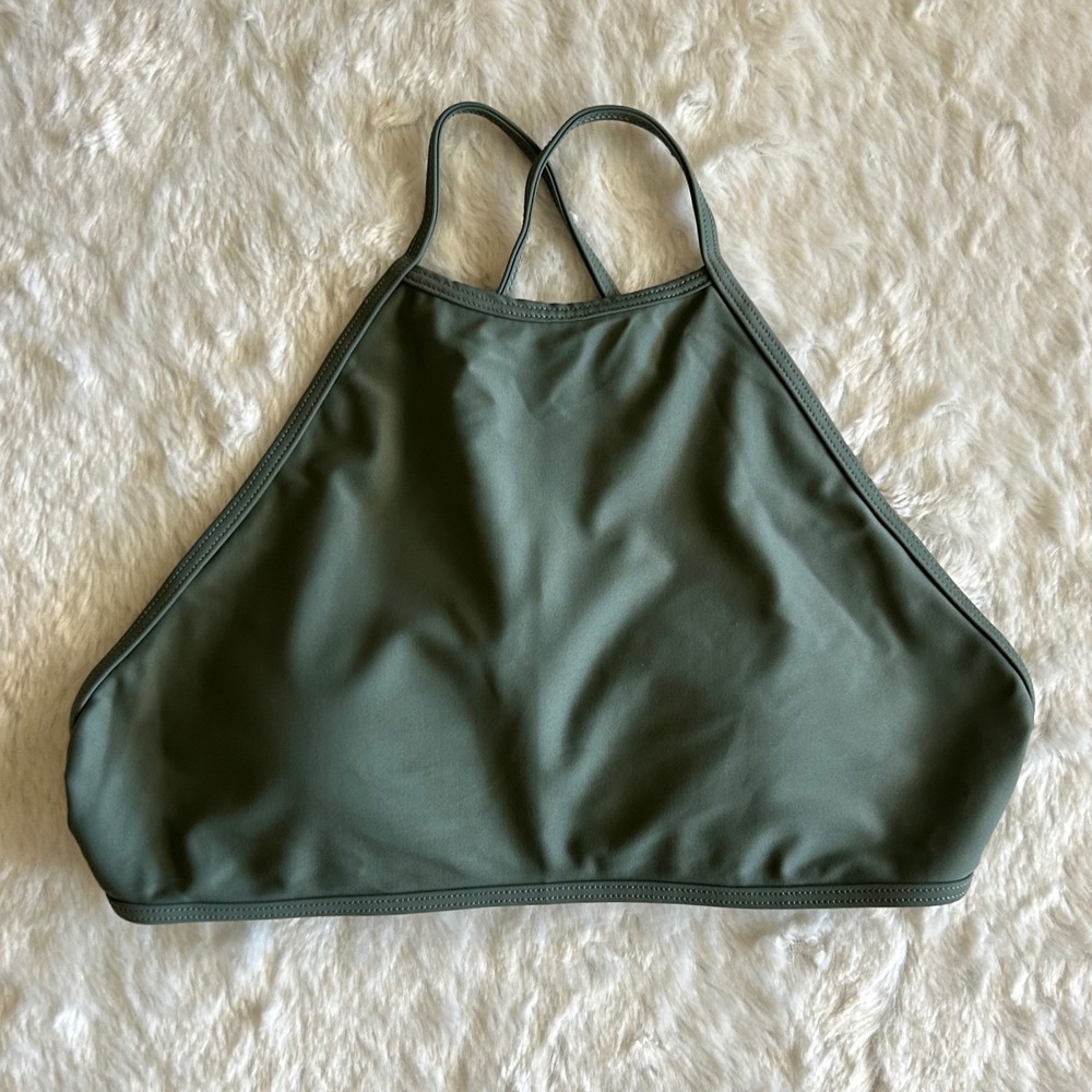 Aerie Green High Neck Halter Strappy Back Bikini Top & Hipster Bottoms SwimsuitS - Picture 4 of 6